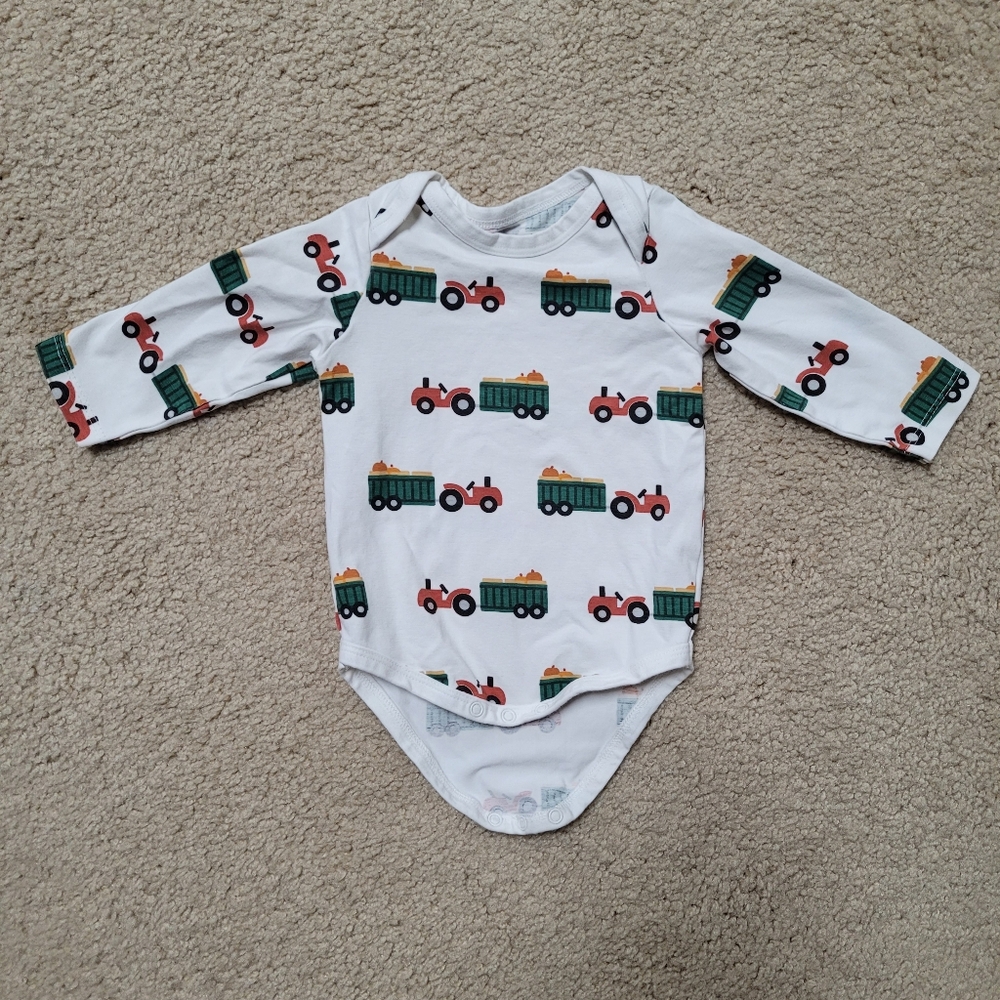 Monica + Andy Pumpkin Fall/Halloween Tractor Longsleeve Oneise 3-6 Month